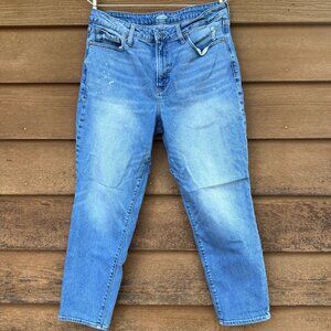 Old Navy O.G. Straight High-Rise Distressed Jeans With Paint & Bleach Details